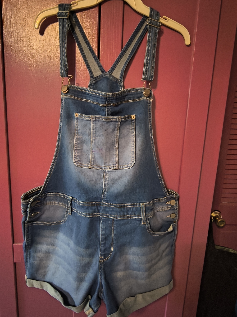 Blue Denim Short Overalls - Women's Casual Jean Shorts size 19 or 2xlarge
